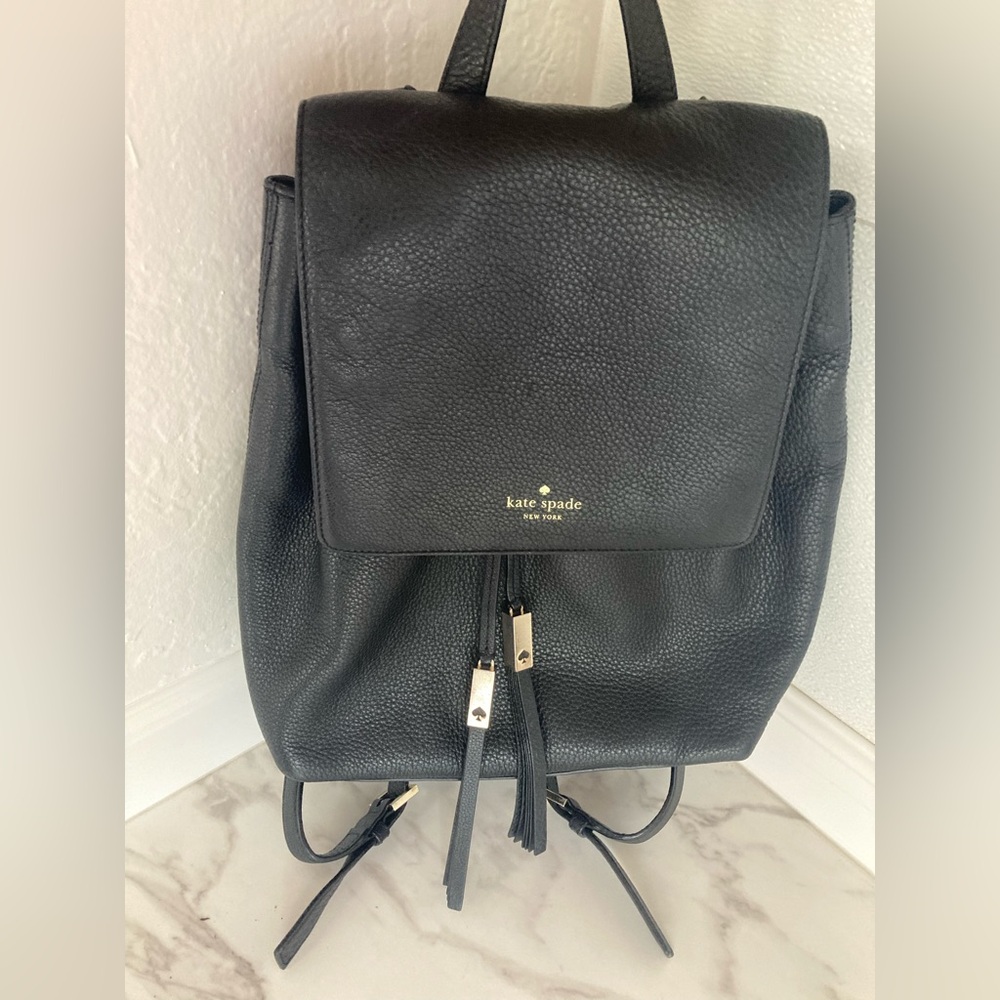 Kate Spade Black Leather Backpack